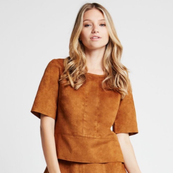 BCBGeneration Tops - NWT BCBGeneration Golden Cognac Faux Suede Top